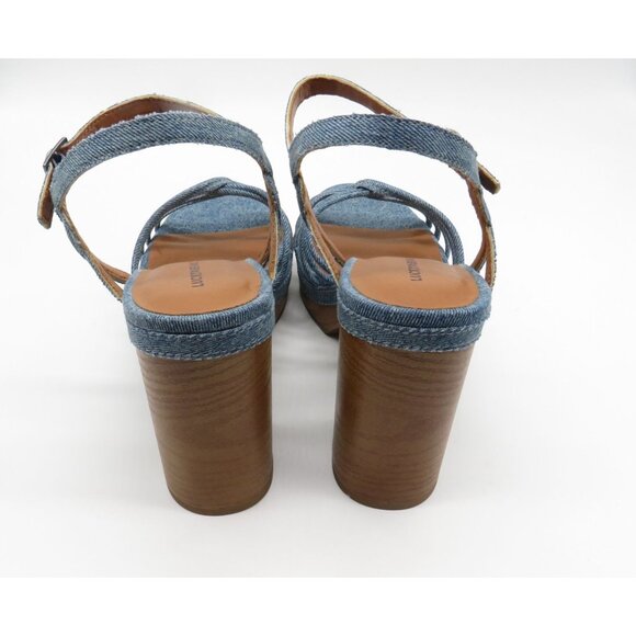Lucky Brand Womens Denim Strappy Block Heel Sandals Size 10 NEW - Picture 3 of 6